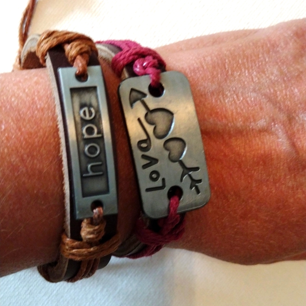 Two Beautiful leather inspirational bracelet.